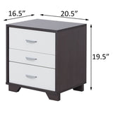 ZUN White and Black 3-drawer Rectangular Accent Table B062P181404