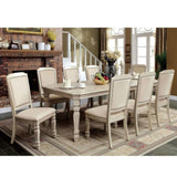 ZUN Set of 2 Padded Fabric Dining Chairs in Antique White and Ivory B016P156592