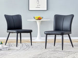 Modern Black PU Chair Set - Two Pieces, The backrest has a vertical and smooth line design.Black W1151P268764