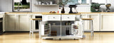 K&K 48 inch Large Kitchen Island with Drop Leaf,Power Outlet,Internal Rack,Rolling Kitchen N707P257057W