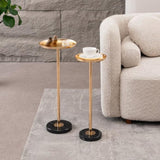 2 Pcs Adjustable Side, Small Tea Martini, Gold, Natural Marble Decorative Pedestal End W2664P232824
