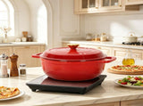 6-Quart Cast Iron Enamel Pot Includes Two Cloth Mitts and a Cloth Trivet 03268984