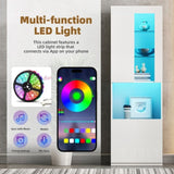ON-TREND High Gloss Storage Cabinet with LED Lights, 67" Tall Pantry Cabinet with Acrylic Door, N721P192842K