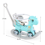 ZUN Rocking Horse Toddlers, Balance Bike Ride On Toys with Push Handle, Backrest and Balance Board W509107492