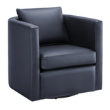 Sutton Midnight Blue Faux Leather Swivel Barrel Chair B050P322588