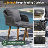 ZUN K&K 5 Pieces Patio Furniture Chair Sets, Patio Conversation Set With Wicker Cool Bar Table, WF324995AAG