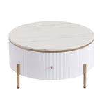 ZUN Modern Round Coffee Table with 2 large Drawers Storage Accent Table N735P211280K