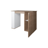 Vernon Kitchen Island with 1 Door and Open Storage, White and Natural Oak B128P287523