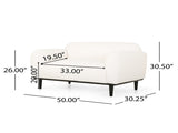 Boucl Fabric Loveseat Sofa - 50 Inch White Upholstered 2-Seater with Black Legs, Comfortable & N762P407898W