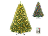 7 FT Pre-Lit Artificial Christmas Tree with 500 Dual Color LED Lights, 1181 Branch Tips Hinged PVC 07133889