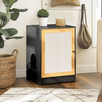 ZUN Cat Litter Box Enclosure, Hidden Cat Washroom, Kitty End Table, Litter cabinet with sisal door,Black W1687P181553