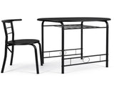 (85x60x76cm) Black Wood Grain PVC Black Painted Breakfast Table and Chair Set 79581060