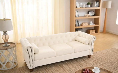 ZUN Classic Traditional Living Room Upholstered Sofa with velvet fabric Surface/ Chesterfield Tufted W1708P143198