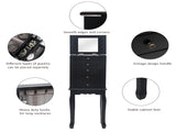 Standing Jewelry Armoire with Mirror, 5 Drawers & 6 Necklace Hooks, Jewelry Cabinet Chest with Top 54277669