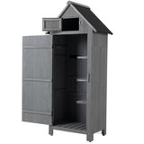 ZUN 30.3"L X 21.3"W X 70.5"H Outdoor Storage Cabinet Tool Shed Wooden Garden Shed Gray 76525253