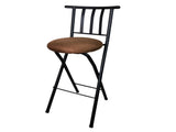 Indoor Metal Folding Stool with Slat Back and Microfiber Seat 93793101