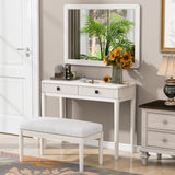 Modern Vanity Desk with Mirror, Adult Makeup Table Set with Stool, Home Office Desk, 2 Large N844P262898A