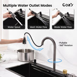 Kitchen Sink 30" x 22" Multifunctional Overmount Flying Rain Waterfall S304 Stainless Steel Handmade T3177P286040