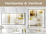 24x36" Black Tempered Mirror Dual LED Light Strips Front and Back LightingUnable ship on weekends, 74247662