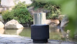 ZUN 20x20x19.5" Heavy Cement Round Black Ribbed Outdoor Water Fountain with Light W2078125231