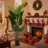 2PCS Set 5.2ft Tall Artificial Plant Faux Tropical Palm Tree in Pot Bird of Paradise Plant for 10805063