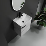 ZUN 20" Wall-Mounted Bathroom Vanity with Ceramic Sink, Storage Cabinet with Doors W1972P196396