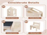 3-in-1 Kids Table and Chair Set, 55.8850.8069.85 cm House-Shaped Activity Table with Chalkboard & 85710156