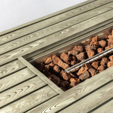 54inch Outdoor Fire Table Steel Fire Pit Table with Wood Grain Surface W853P166783