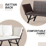 Outdoor Sofa, Woven Rattan Patio Furniture, Convertible Daybed or Double Chair with Adjustable 74062120