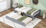 Twin Size Platform Bed with Twin Size Trundle, Gray WF313279AAE