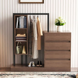 ZUN Wardrobe with 4 Drawers and 3 Shelves,Espresso N820P196888P