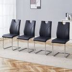 ZUN Black PU Dining Chair Set.Uniquely designed black dining chairs. PU material, paired with silver W2920P225022