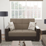PrimeNest ZenAero Collection Upholstered Convertible Loveseat with Storage, Beige/Brown-PU Chenille B030P281764