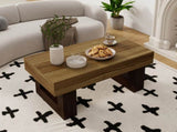 42 Inch Wood Rectangular Coffee Table, All MDF Farmhouse Accent Center Low Cocktail Tea Table with W1120P330143