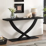 ZUN Mirod 57'' Modern Rustic Console Table with Cross-Leg Design,Sturdy Construction and Ample Surface N760P214643B