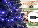 6 FT Black Pre-Lit Christmas Tree with Purple LED Lights, 680 Branch Tips, Gothic Halloween Holiday 65086191