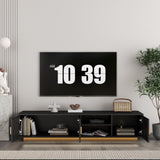 Mid Century Modern TV with LED Lights for 80 Inch TV, Entertainment Center Wooden TV, TV W1321P154003