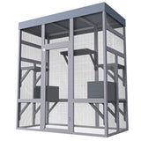 62.6" Wooden Outdoor Catio for Cats, Large Cat Enclosure with Waterproof Roof, 2 Napping House, W773P315772