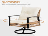 3 Pieces Outdoor Swivel Rocker Patio Chairs, Wicker Patio Bistro Set with 2 Rocking Chairs and 1 84665912