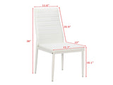 4pcs Elegant Assembled Stripping Texture High Backrest Dining Chairs White 40655595