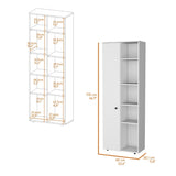 FM FURNITURE Harman Multistorage Kitchen Pantry with 1 door and 5 open shelves, White B128P321072