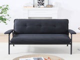 The 53-inch black sofa offers a spacious layout in the small apartment, easily handling various W3371P309476