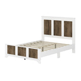 Farmhouse Wooden Platform Full Size Bed, Modern Platform Bed with Wooden Strip Decoration, Plywood WF530905AAK