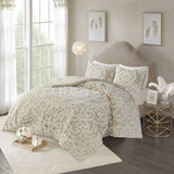Tufted Cotton Chenille Medallion Comforter Set Taupe Full/Queen B03597175