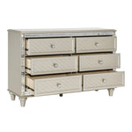 ZUN Luxury Champagne Finish Dresser of 6 Drawers 1pc Glamorous Crystal Diamond Pattern Knobs Stylish B01182314