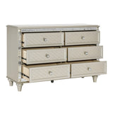 ZUN Luxury Champagne Finish Dresser of 6 Drawers 1pc Glamorous Crystal Diamond Pattern Knobs Stylish B01182314