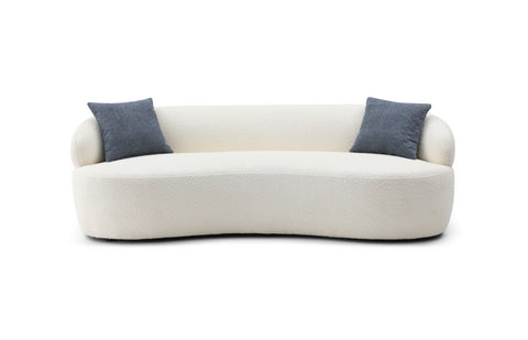 ZUN Mid Century Modern Curved Sofa, 3 Seat Cloud couch Boucle sofa Fabric Couch for Living Room, W876P191458