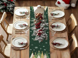 Christmas Table Runner 13x72 Inch, Xmas Trees Snowflakes Holiday Decorative Farmhouse Table 32592343