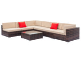 7pcs Brown Rattan Sofa Set 61947468