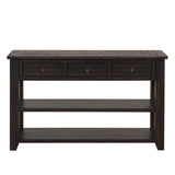 48'' Solid Pine Wood Top Console Table, Modern Entryway Sofa Side Table with 3 Storage Drawers and 2 W120246665